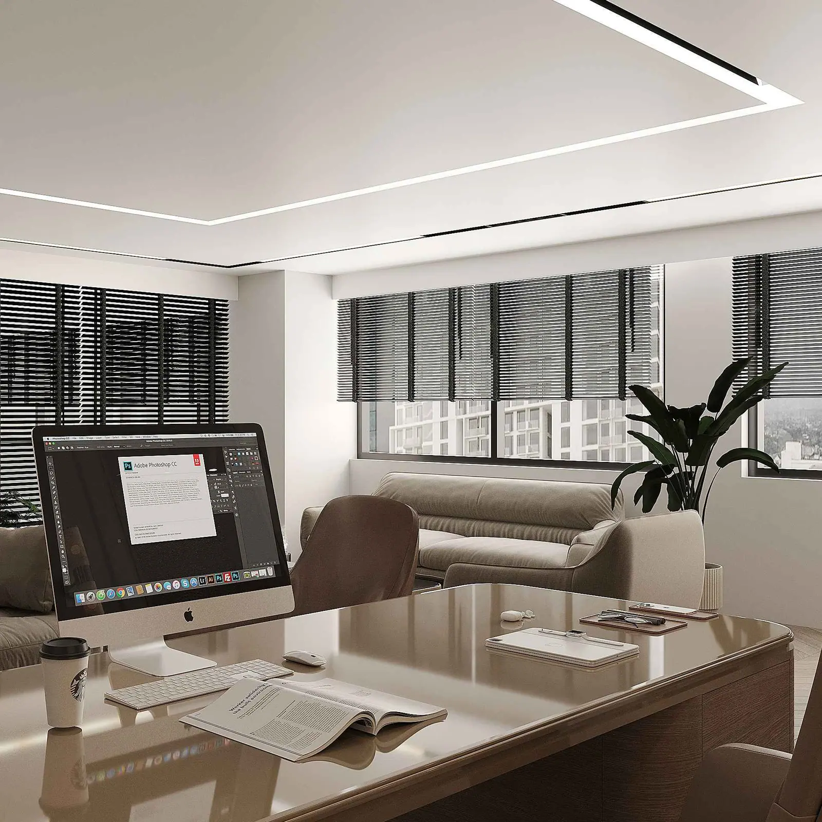 Çalışma masası ve bekleme koltukları — Maslak Office, Sarıyer, İstanbul