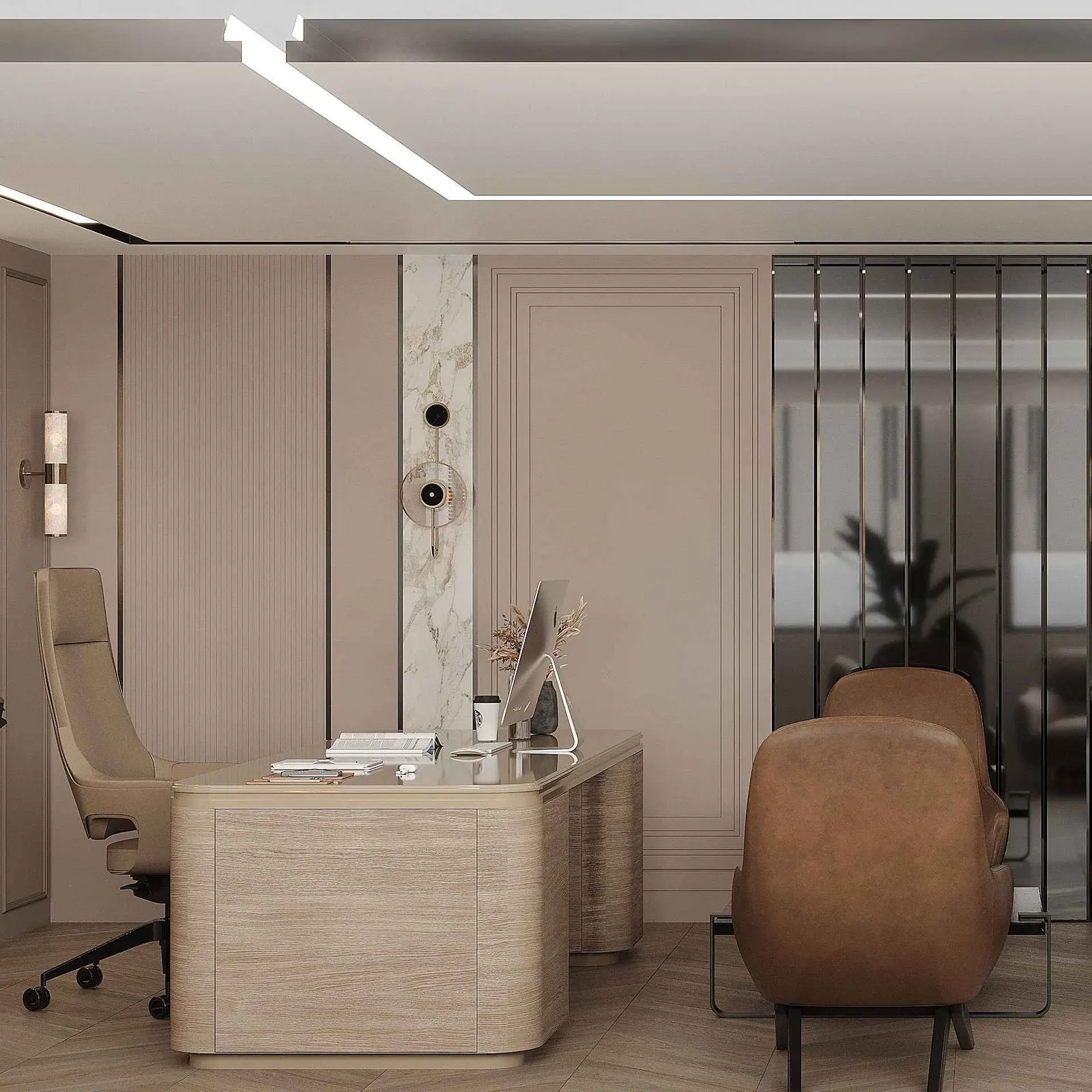 Karşılama alanı ve ofis girişi — Maslak Office, Sarıyer, İstanbul